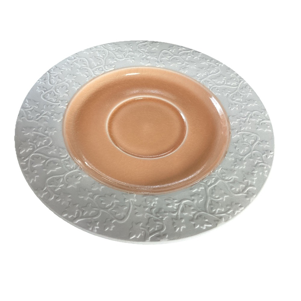 Jars France Nager Brut Cream Bisque Rim And Peach Crackle Saucer 8" Replacement